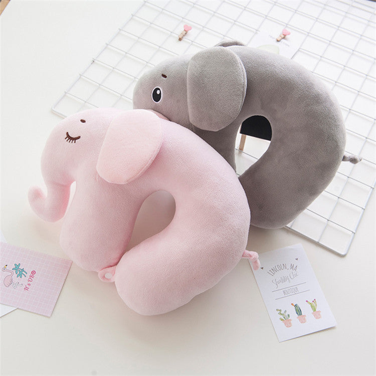 Elephant couple U pillow neck pillow