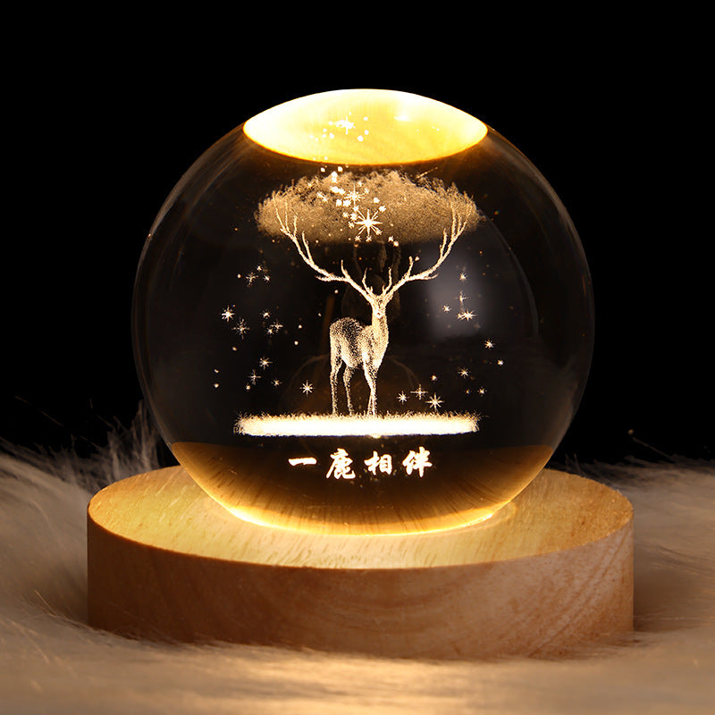 Luminous 3D Sky And Planet Moon Crystal Ball - Small Night Lamp Projection Ambience Light - Creative 3D light Gift gorgeous loved ones