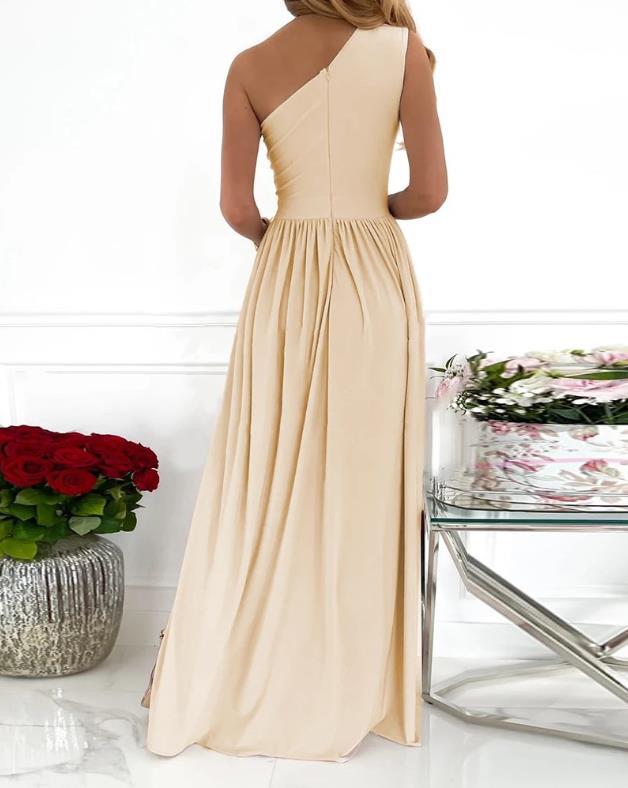 Women's One Shoulder High Split Cutout Sleeveless Elegant Sexy Cocktail Maxi Dress - Fashion 2025