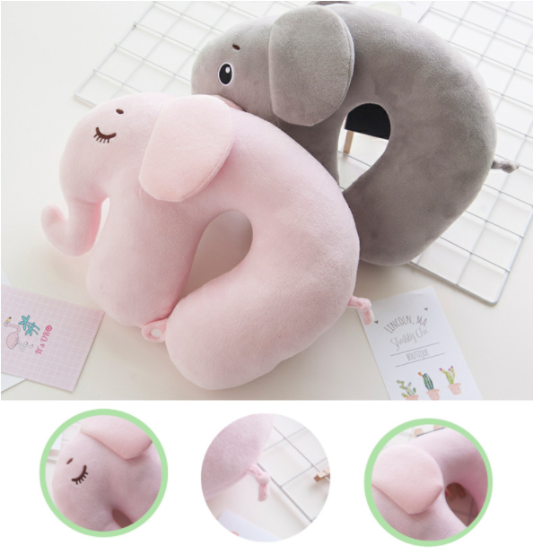Elephant couple U pillow neck pillow