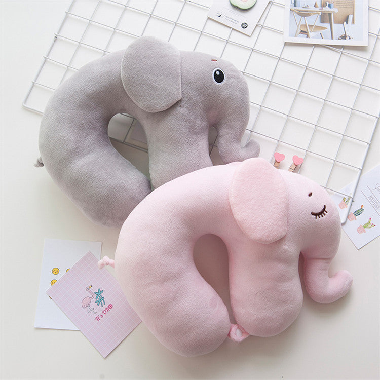 Elephant couple U pillow neck pillow