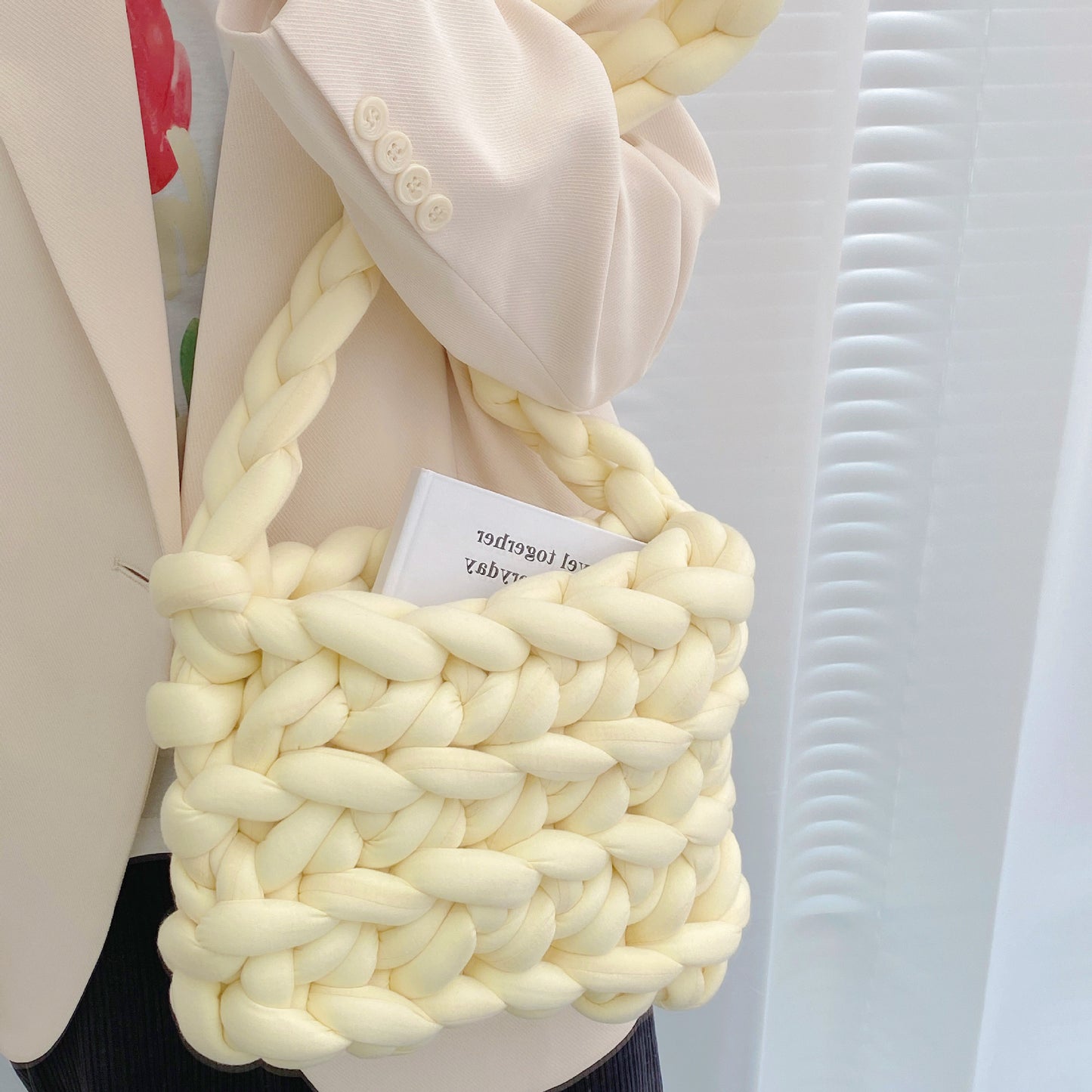 2023 DIY Handbag Icelandic Super Thick Wool Hand Knitted Bag