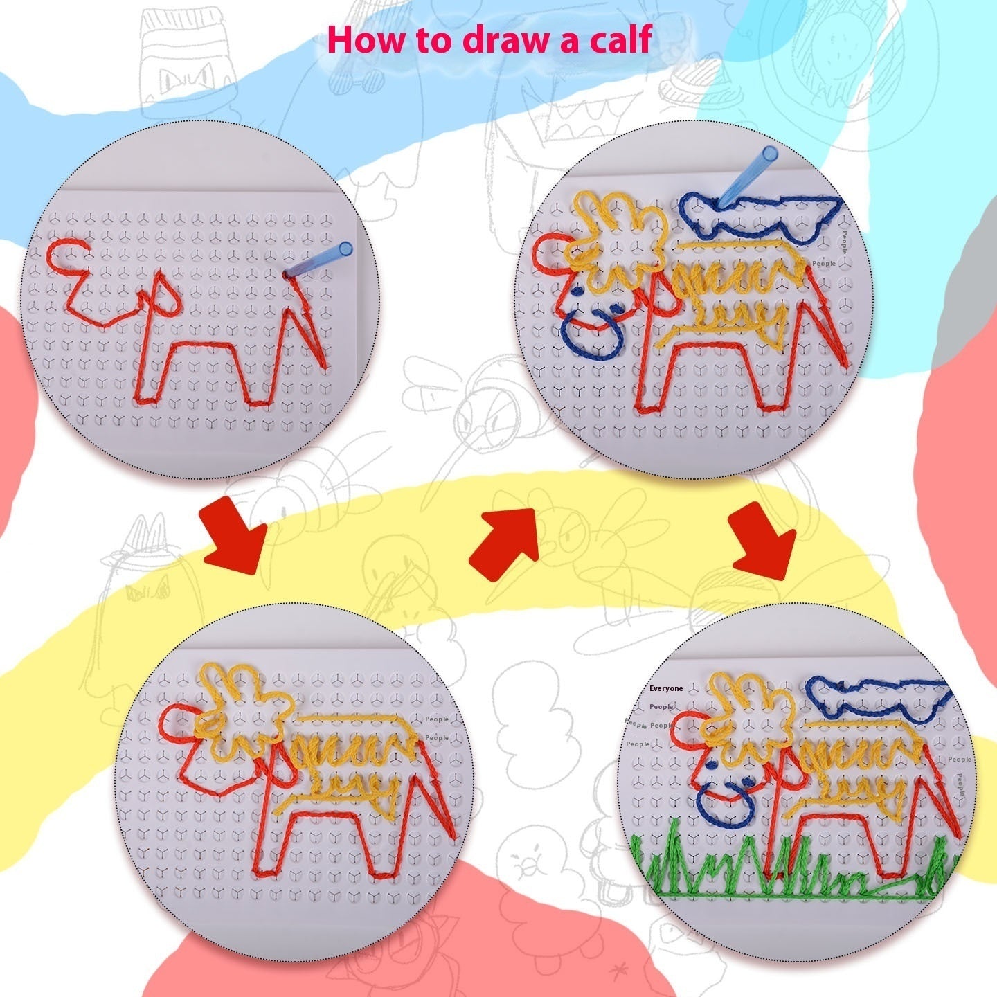 String Woven Brush Drawing Board For Kids Mental strength/exercise and Fun