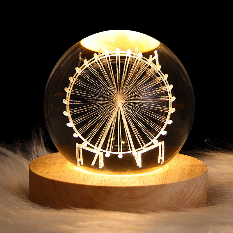 Luminous 3D Sky And Planet Moon Crystal Ball - Small Night Lamp Projection Ambience Light - Creative 3D light Gift gorgeous loved ones