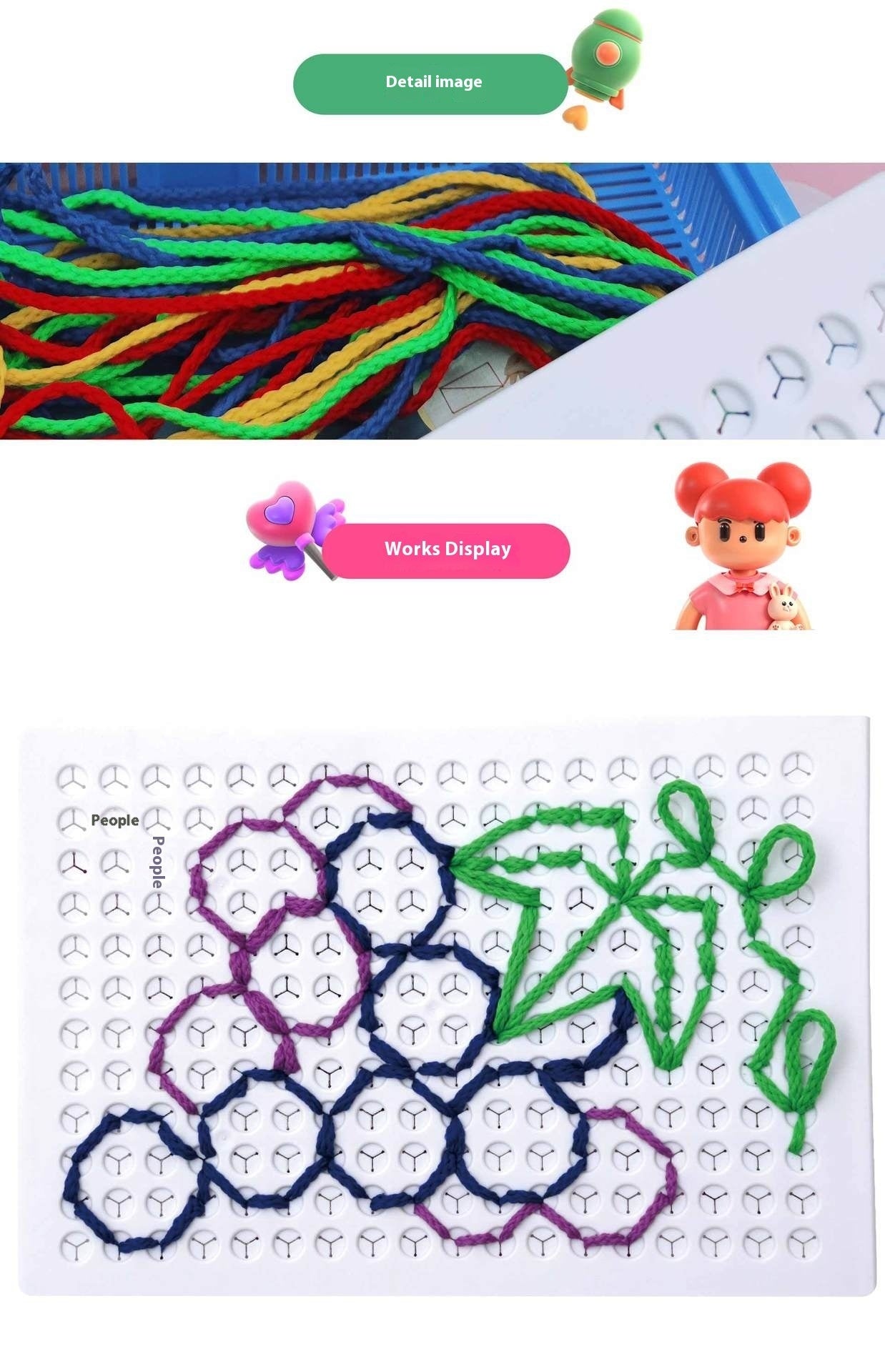 String Woven Brush Drawing Board For Kids Mental strength/exercise and Fun