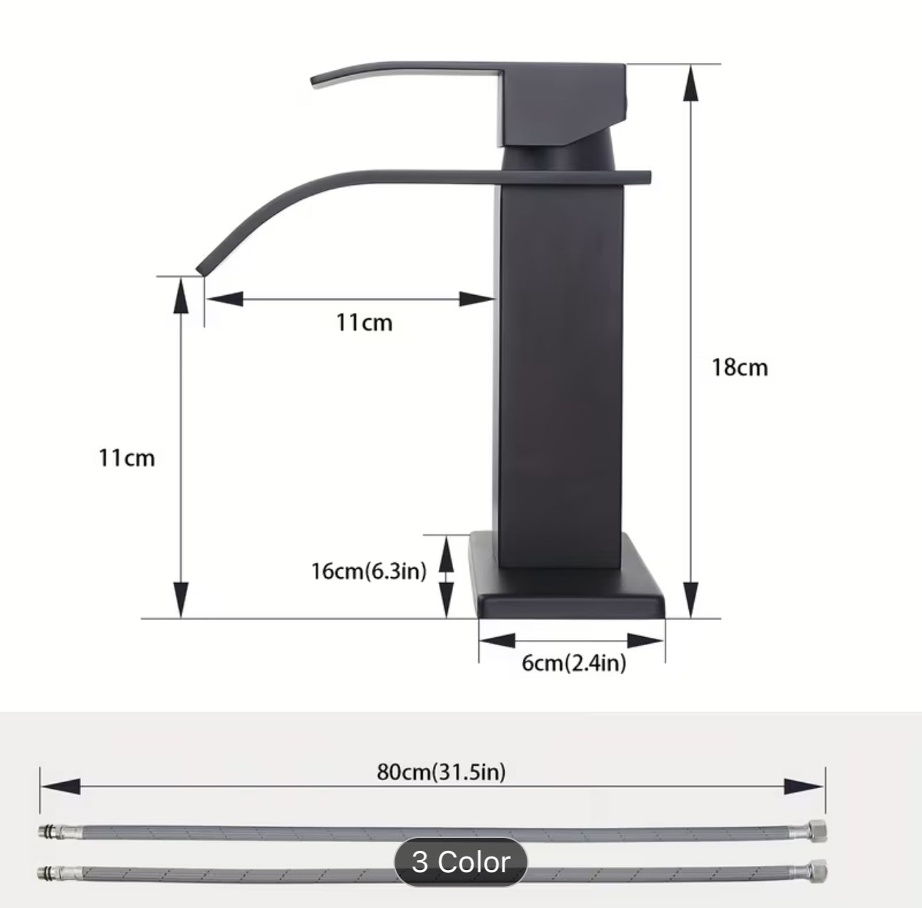 Luxury Black & Gold Waterfall Bathroom Faucet – Modern Vanity Sink Mixer Tap | Premium Single Handle Basin Faucet (Hot & Cold)