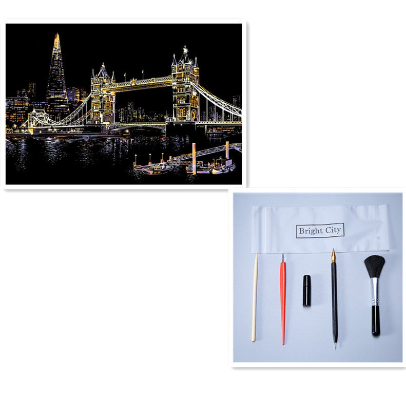 City night scratch painting - Painting Lovers - Enjoy the Colorful Painting