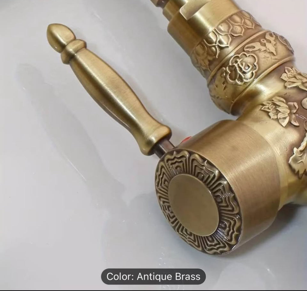 Vintage Antique Brass Bathroom Faucet – Luxury Classic Vanity Sink Mixer Tap | Elegant Retro Basin Faucet