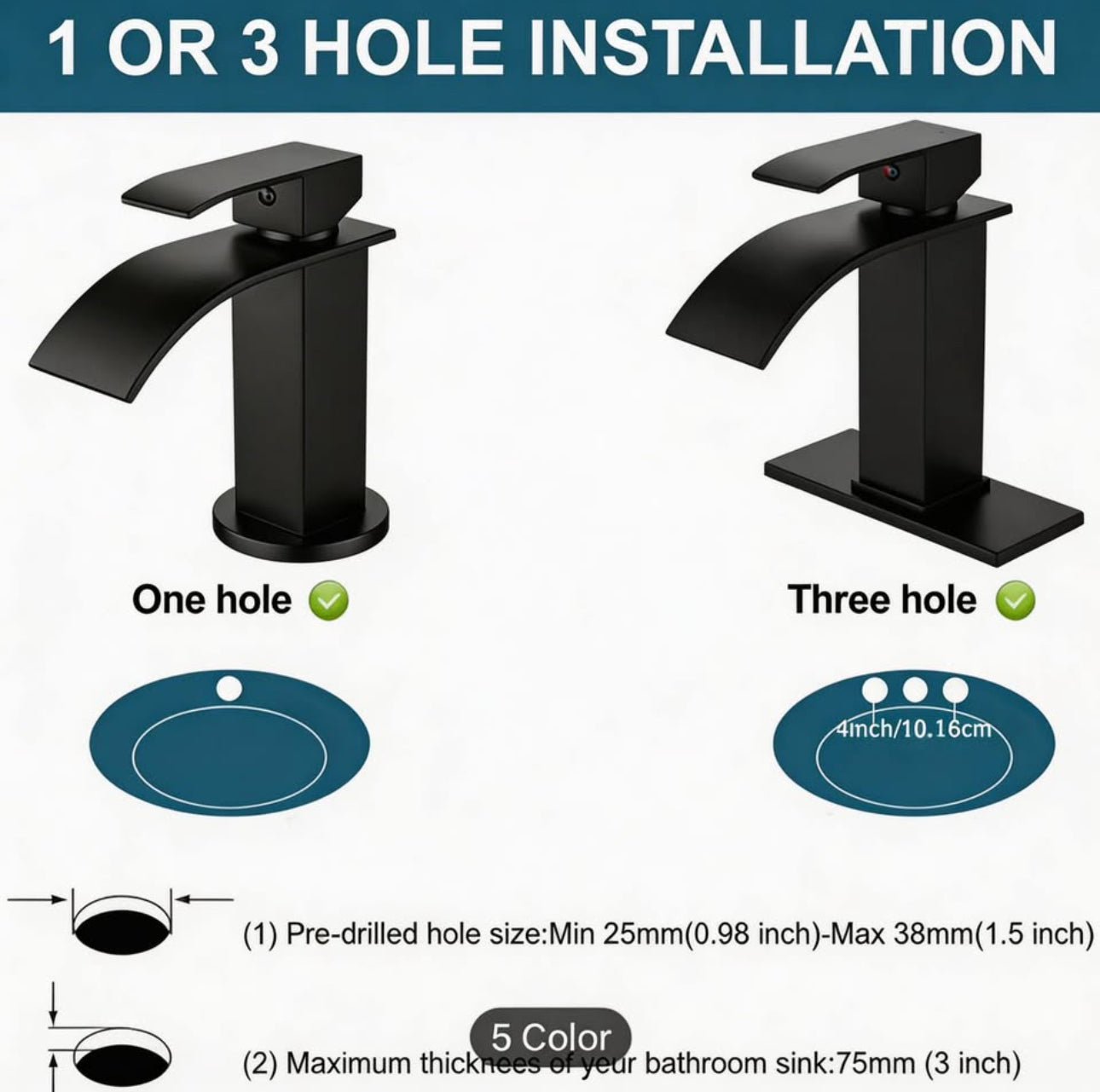 Luxury Matte Black Waterfall Bathroom Faucet – Modern Vanity Sink Mixer Tap | Premium Single Handle Basin Faucet