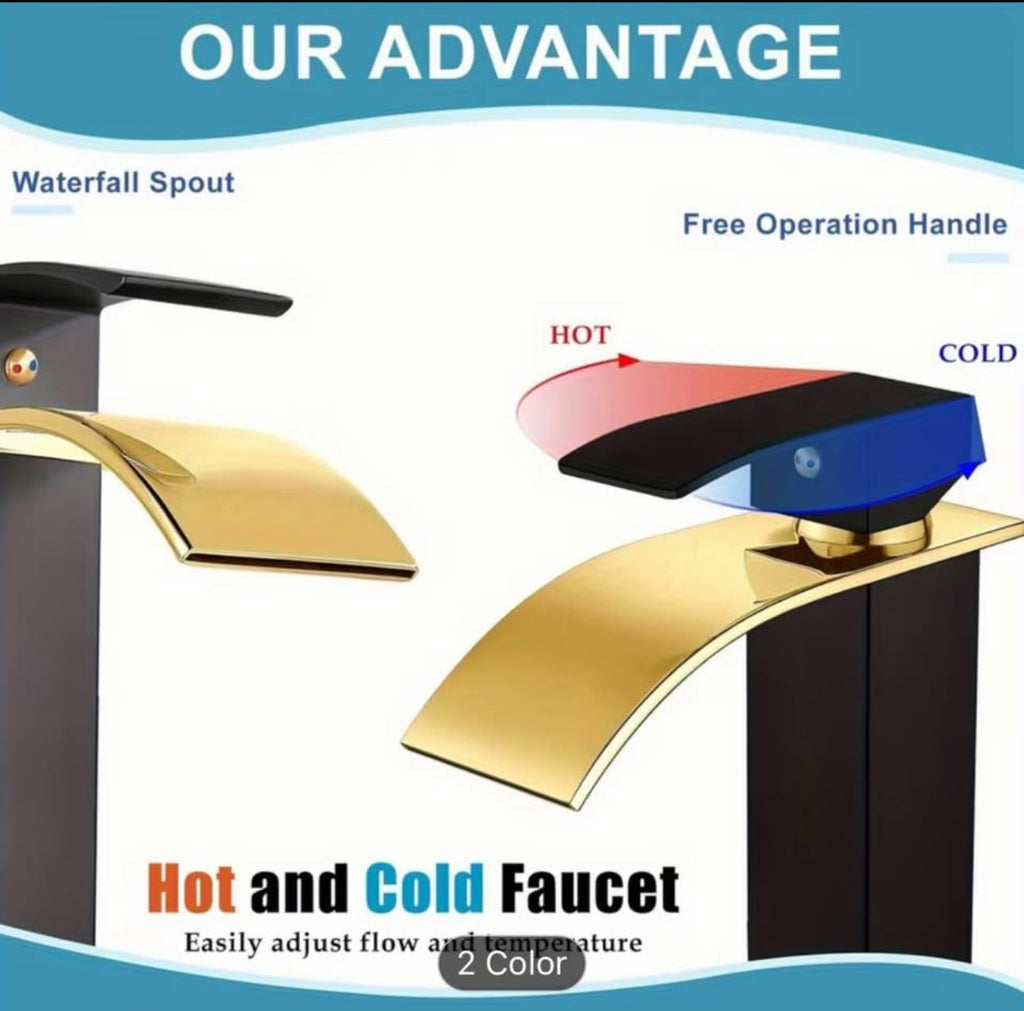 Designer Black & Gold Waterfall Faucet – Luxury Modern Bathroom Vanity Sink Tap | Premium Hotel-Style Mixer

Luxury • Designer • Modern • Hotel Style • Waterfall
