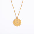 Three-dimensional Sun Moon Round Coin Zircon Necklace - Fashion 2025