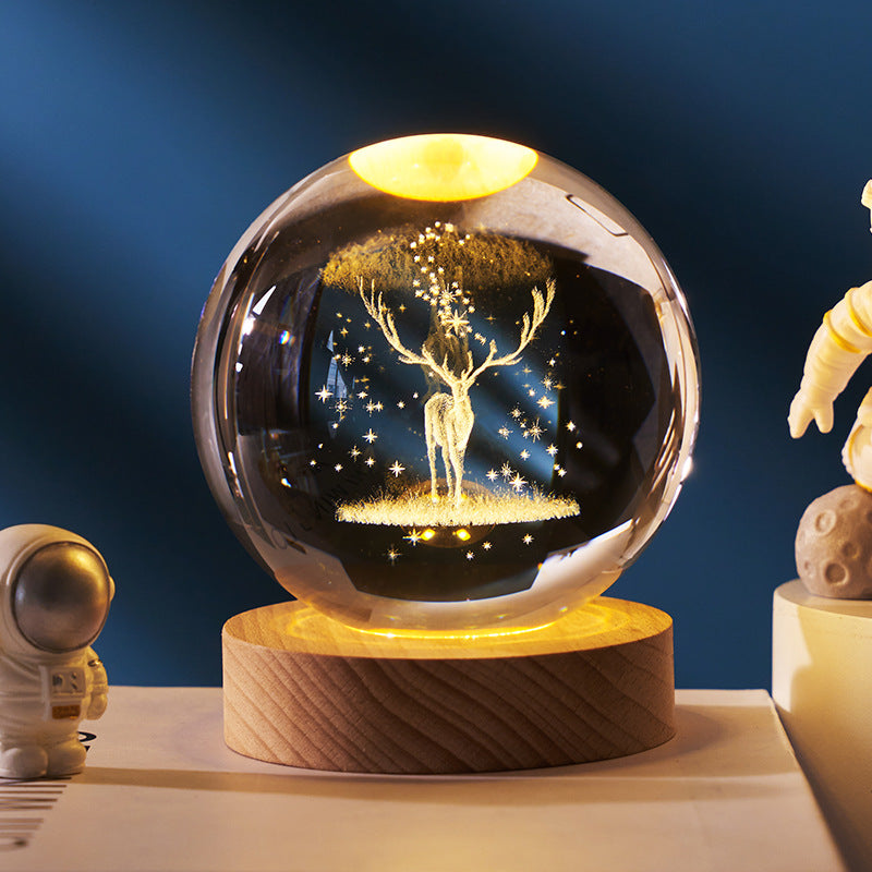 Luminous 3D Sky And Planet Moon Crystal Ball - Small Night Lamp Projection Ambience Light - Creative 3D light Gift gorgeous loved ones