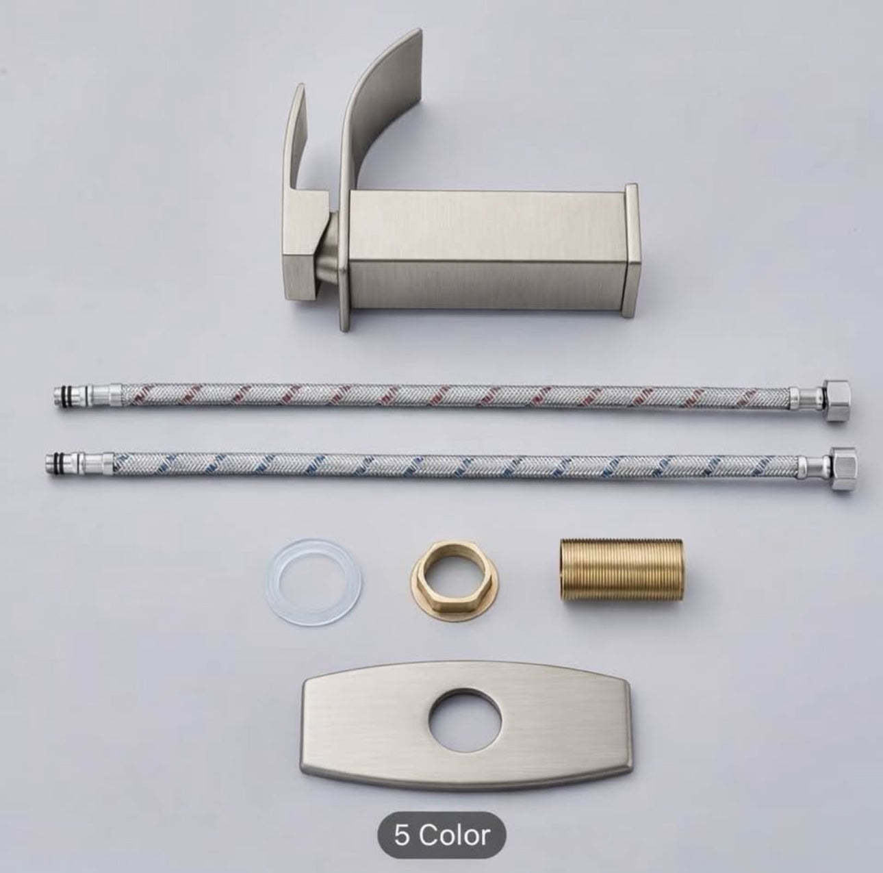 Modern Brushed Nickel Waterfall Bathroom Sink Faucet – Luxury Vanity Mixer Tap | Single Handle | Easy Install 1 or 3 Hole