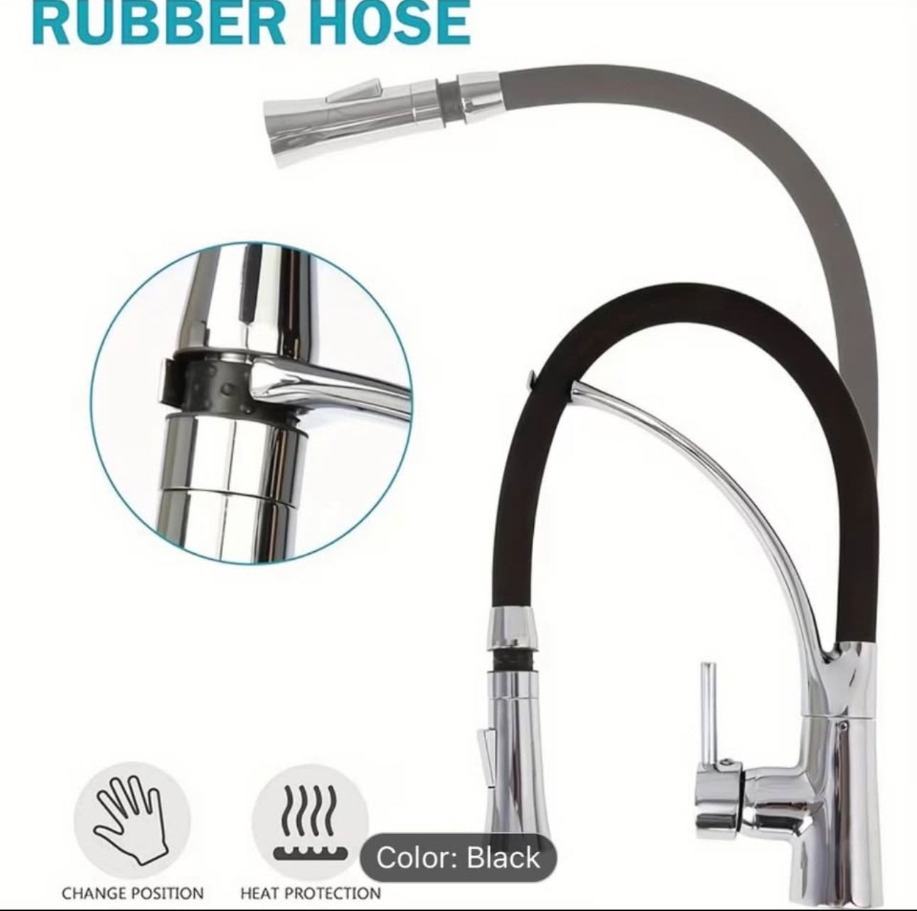 Luxury High-Arc Pull-Down Kitchen Faucet – 360° Swivel Stainless Steel Commercial Style Sink Faucet with Flexible Hose (Modern Black & Chrome) Upgrade Your Kitchen in Minutes – Modern Design, Powerful Performance.