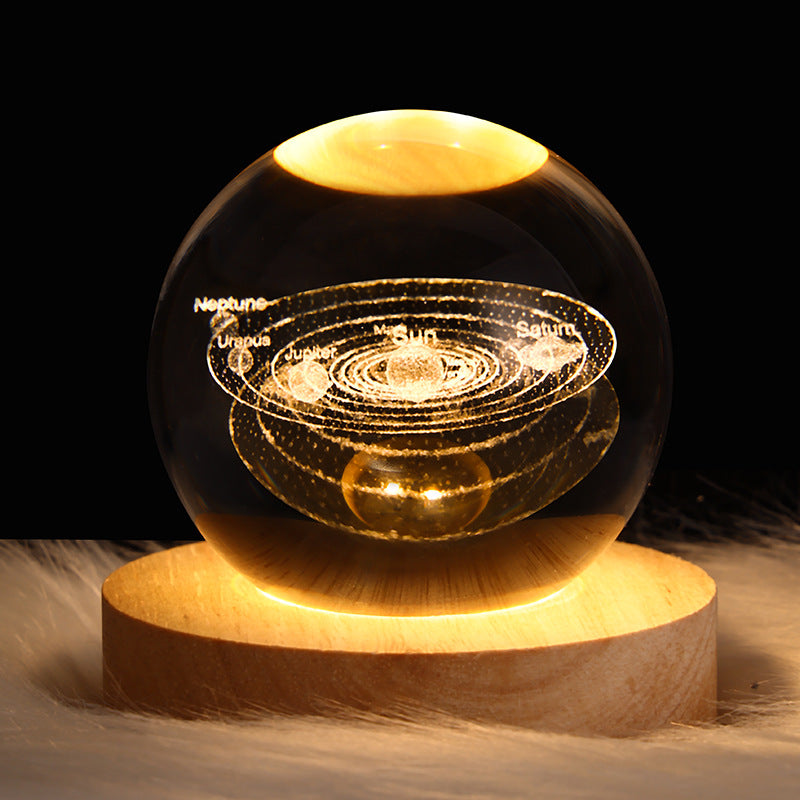 Luminous 3D Sky And Planet Moon Crystal Ball - Small Night Lamp Projection Ambience Light - Creative 3D light Gift gorgeous loved ones