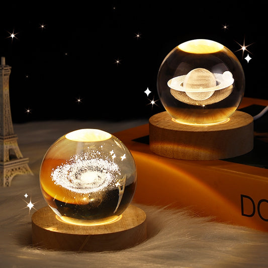 Luminous 3D Sky And Planet Moon Crystal Ball - Small Night Lamp Projection Ambience Light - Creative 3D light Gift gorgeous loved ones