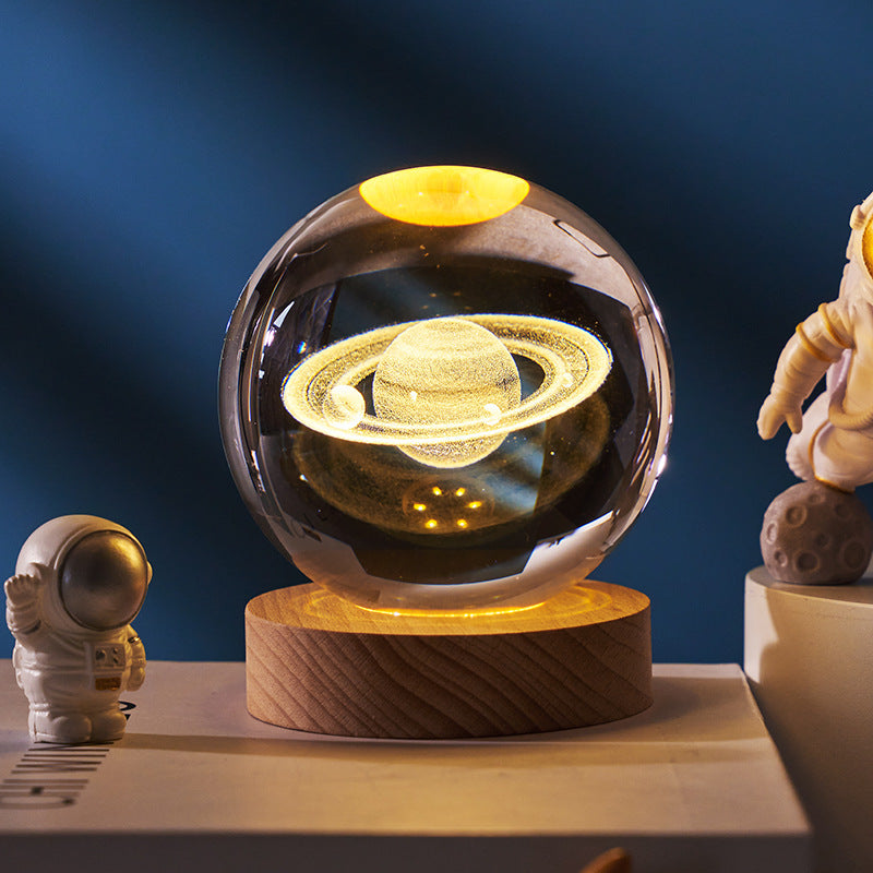 Luminous 3D Sky And Planet Moon Crystal Ball - Small Night Lamp Projection Ambience Light - Creative 3D light Gift gorgeous loved ones