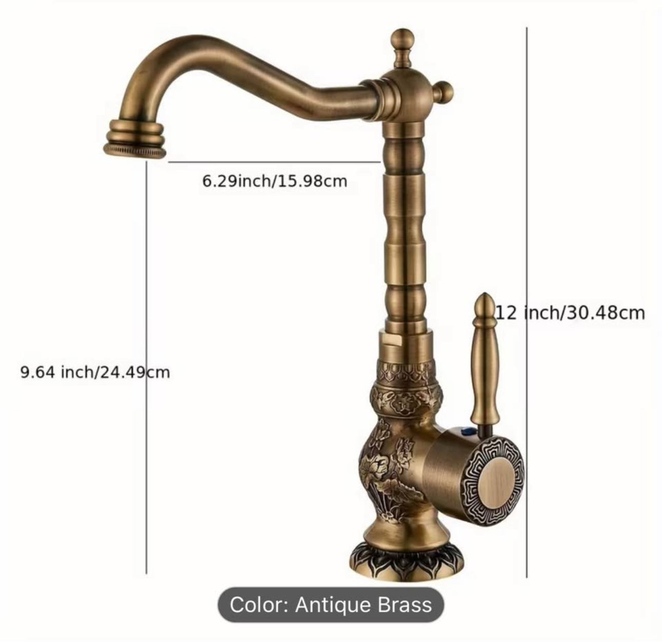 Vintage Antique Brass Bathroom Faucet – Luxury Classic Vanity Sink Mixer Tap | Elegant Retro Basin Faucet