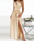 Women's One Shoulder High Split Cutout Sleeveless Elegant Sexy Cocktail Maxi Dress - Fashion 2025