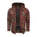Men Long-sleeved Plaid Jacket Regular Fit Fleece Detachable Hoodies Jackets