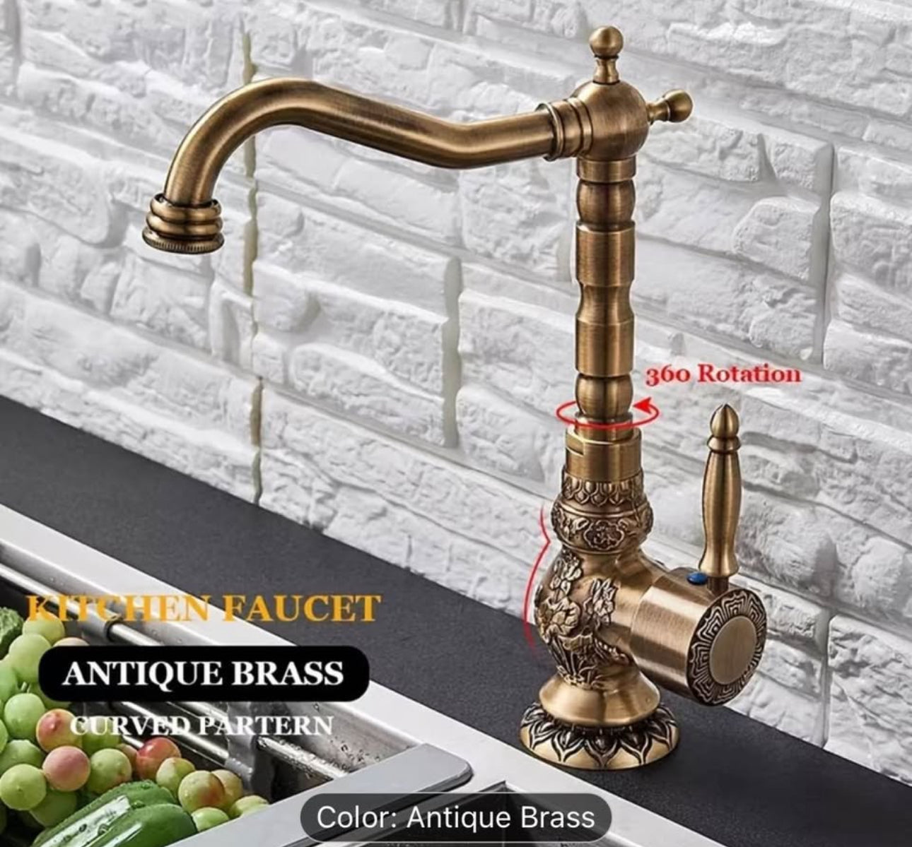 Vintage Antique Brass Bathroom Faucet – Luxury Classic Vanity Sink Mixer Tap | Elegant Retro Basin Faucet
