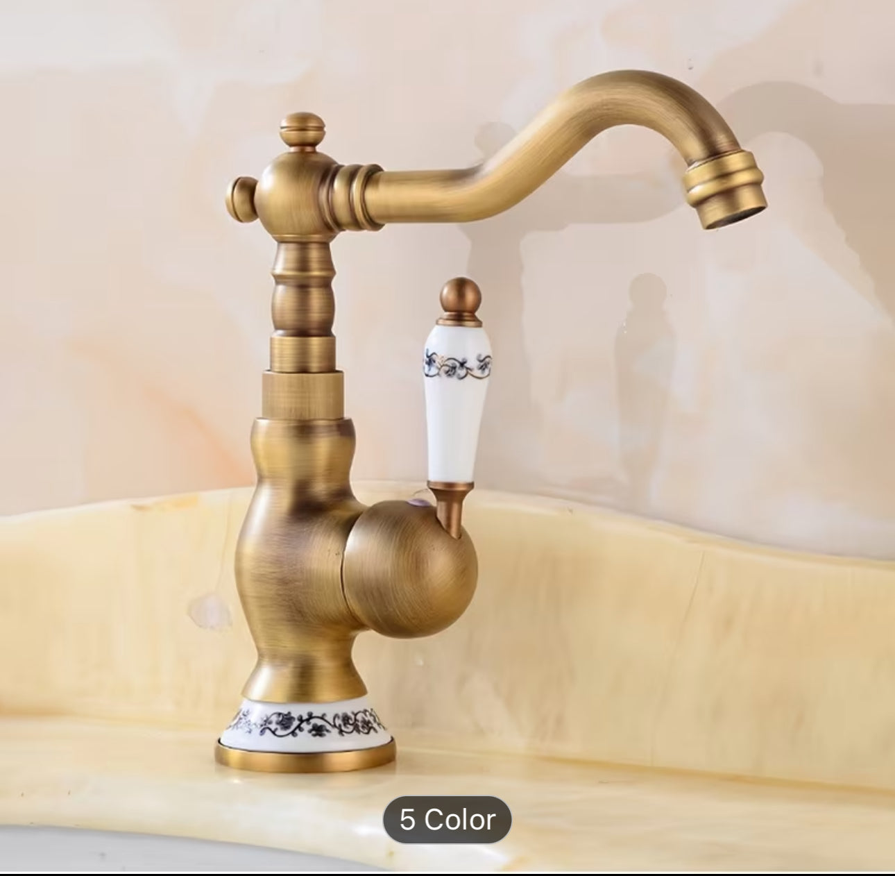 Luxury Antique Brass Vintage Bathroom Faucet – Classic European Bathroom & Kitchen Sink Mixer Tap | Farmhouse Style Basin Faucet
