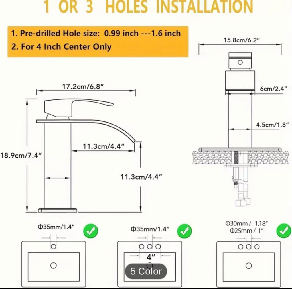 Luxury Matte Black Waterfall Bathroom Faucet – Modern Vanity Sink Mixer Tap | Premium Single Handle Basin Faucet