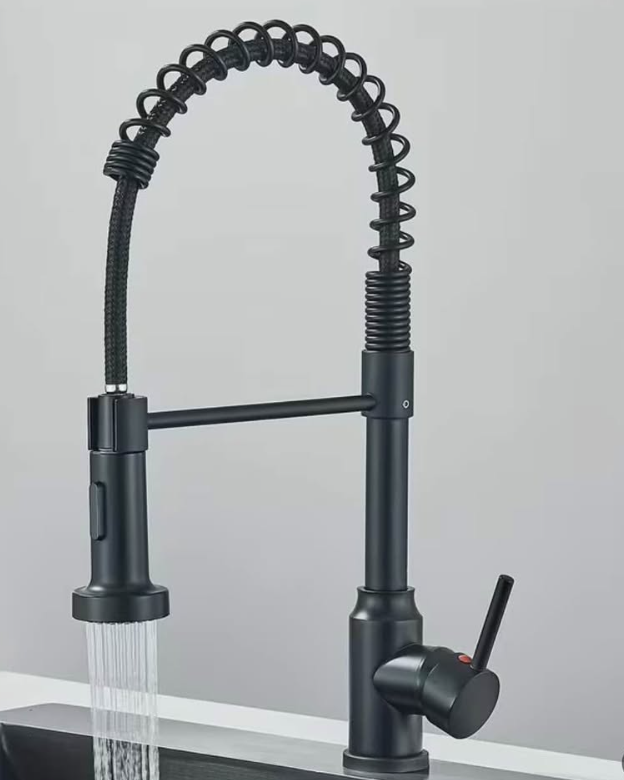 Premium Matte Black Kitchen Faucet – Modern Pull-Down Sprayer (Brand New)