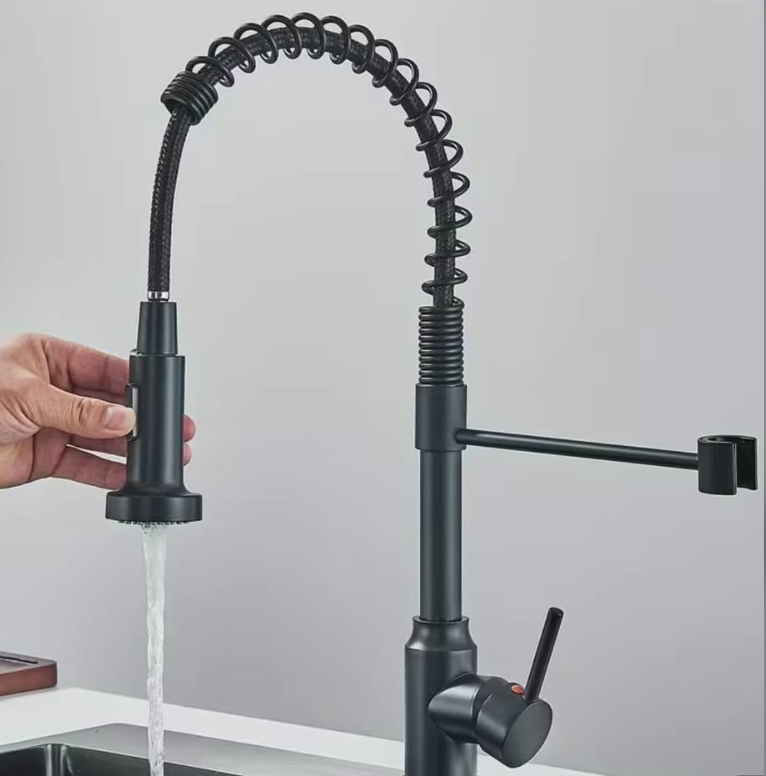 Premium Matte Black Kitchen Faucet – Modern Pull-Down Sprayer (Brand New)