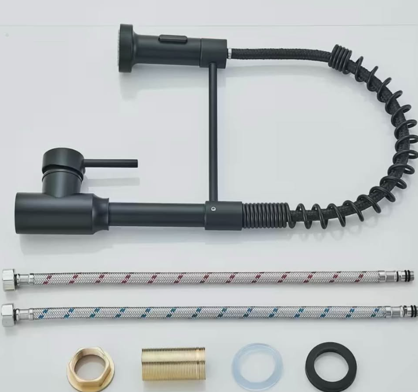 Premium Matte Black Kitchen Faucet – Modern Pull-Down Sprayer (Brand New)