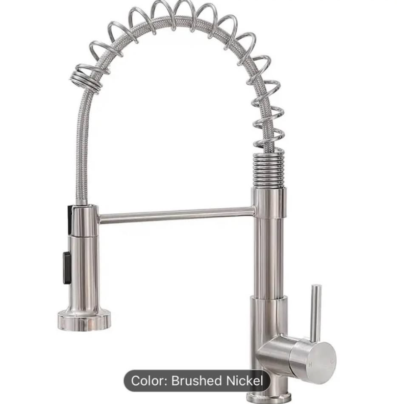 Modern Brushed Nickel Kitchen Faucet | Pull-Down Sprayer | Commercial Spring Style | New
