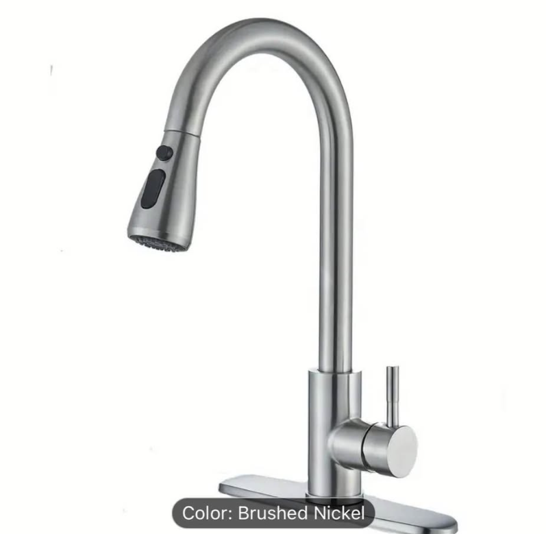 Modern Brushed Nickel Kitchen Faucet – Pull Down Sprayer | 360° Swivel | New