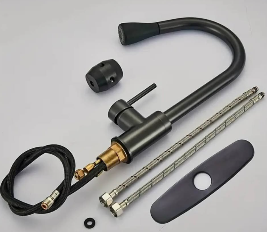 🚿 Luxury Matte Black Pull-Down Kitchen Faucet – Modern | Heavy-Duty | New
