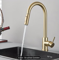 ✨ Luxury Brushed Gold Pull-Down Kitchen Faucet – Modern High Arc, 360° Swivel – Brand New ✨