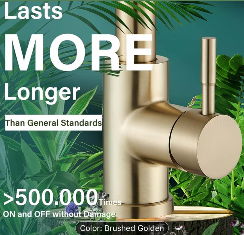 ✨ Luxury Brushed Gold Pull-Down Kitchen Faucet – Modern High Arc, 360° Swivel – Brand New ✨