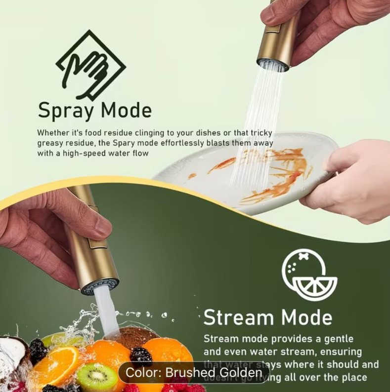 ✨ Luxury Brushed Gold Pull-Down Kitchen Faucet – Modern High Arc, 360° Swivel – Brand New ✨