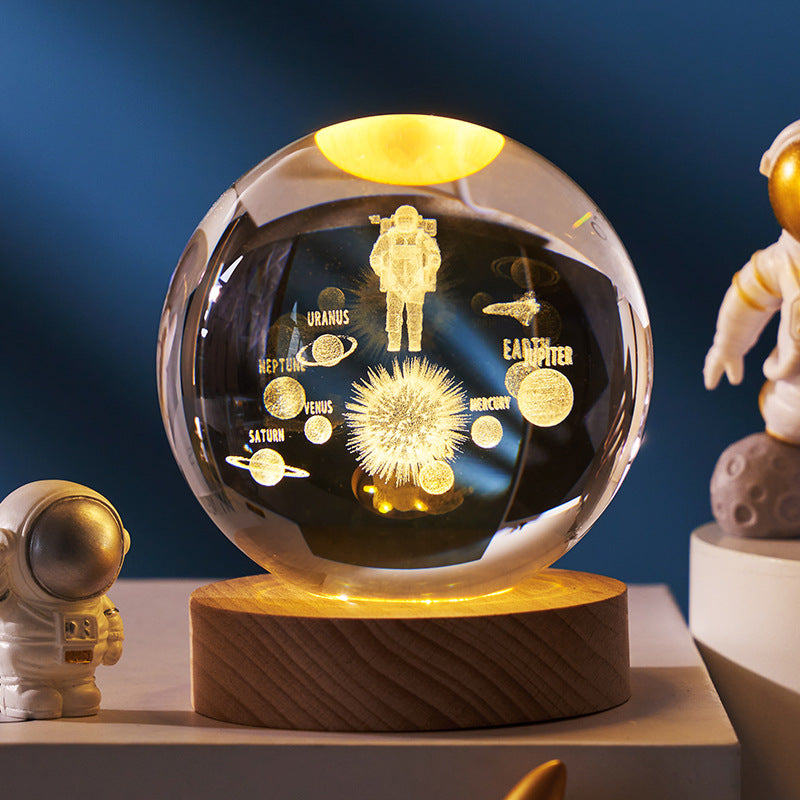 Luminous 3D Sky And Planet Moon Crystal Ball - Small Night Lamp Projection Ambience Light - Creative 3D light Gift gorgeous loved ones
