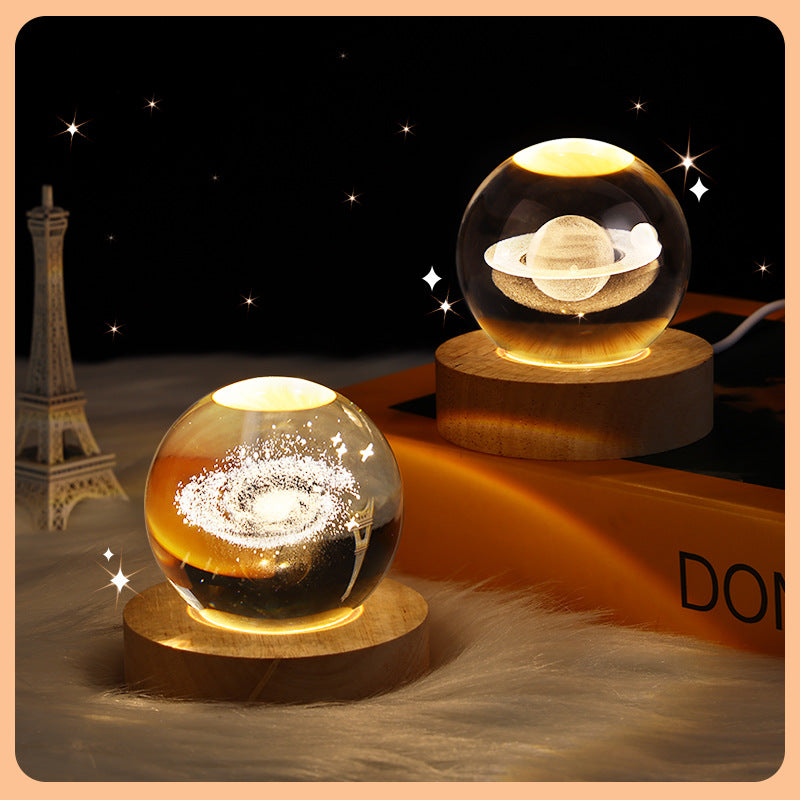 Luminous 3D Sky And Planet Moon Crystal Ball - Small Night Lamp Projection Ambience Light - Creative 3D light Gift gorgeous loved ones