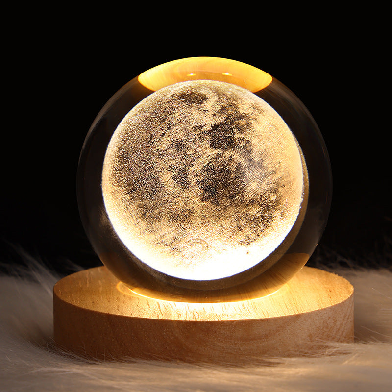 Luminous 3D Sky And Planet Moon Crystal Ball - Small Night Lamp Projection Ambience Light - Creative 3D light Gift gorgeous loved ones