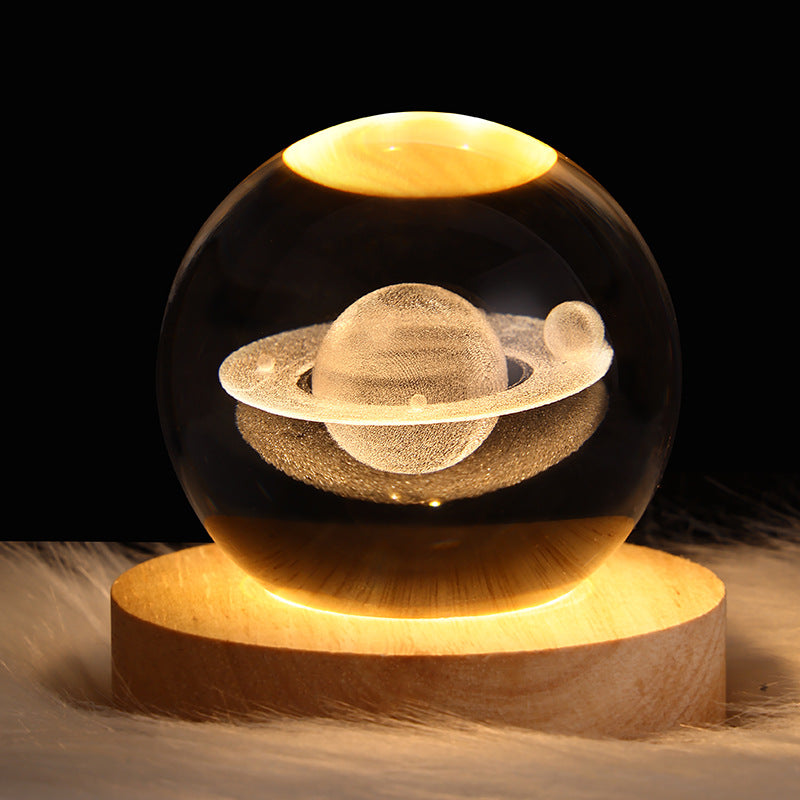 Luminous 3D Sky And Planet Moon Crystal Ball - Small Night Lamp Projection Ambience Light - Creative 3D light Gift gorgeous loved ones
