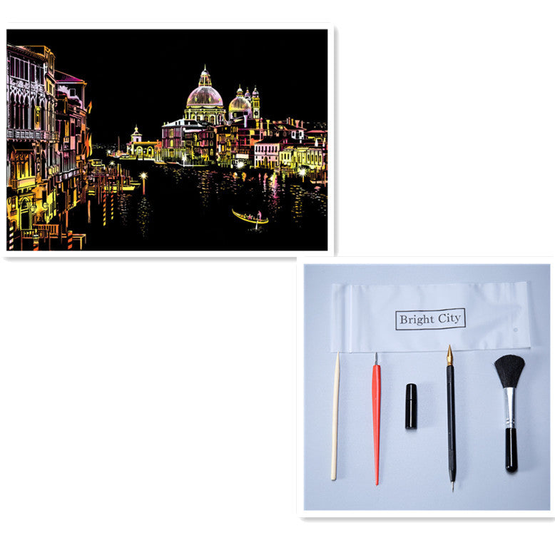 City night scratch painting - Painting Lovers - Enjoy the Colorful Painting