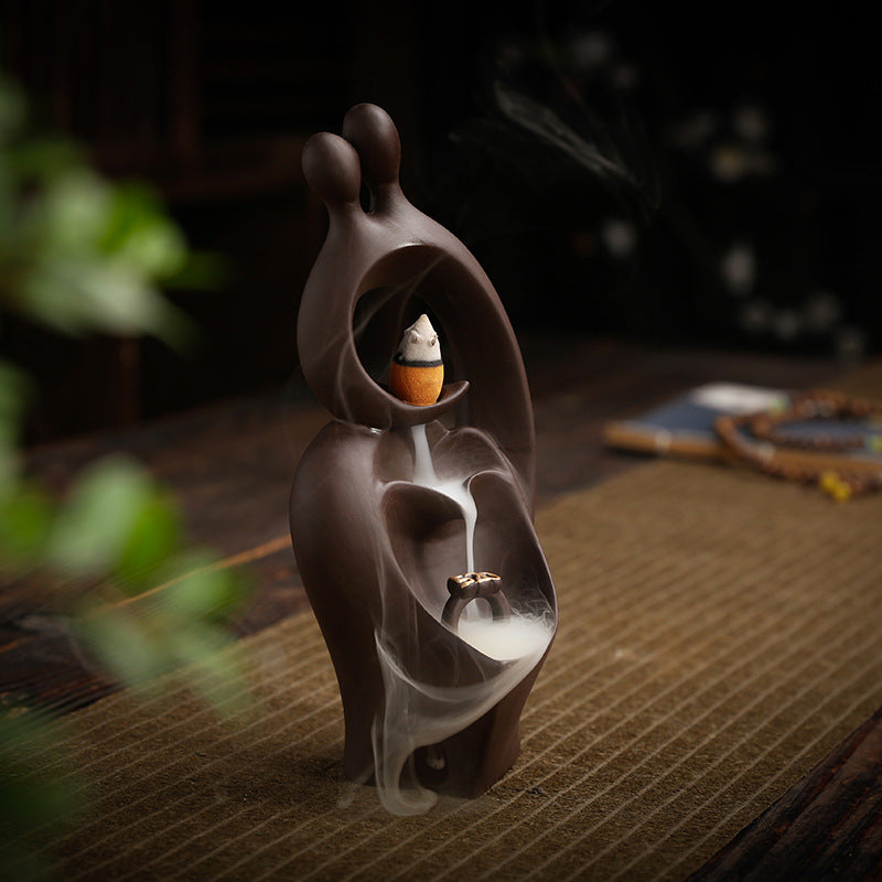 Ceramic Waterfall Incense Burner - Buddha Hand Tea/ Chai kettle Incense Burner - Indoor Smoke Back-flow Incense Fountain - Buddhist Altar Table Decor